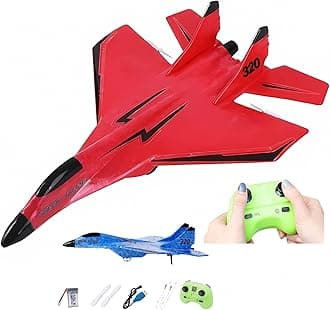 Remote Control Wireless Airplane Toy - 2023 New 2.4Ghz Su-35 RC Plane with Lights, Foam RC Fighter Plane Jet for Adults Outdoor, Remote Control Air Planes Toy, Drop-Resistant Fighter Glider (Red)…
