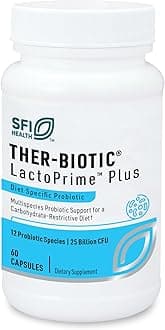 Klaire Labs SFI Health Ther-Biotic LactoPrime Plus - Lactobacillus and Bifidobacterium Probiotics for Digestive Health - Daily Probiotic for Men & Women for Carb-Sensitive Individuals (60 Capsules)