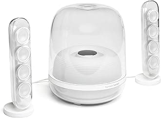 HK SoundSticks 4-2.1 Bluetooth Speaker System with Deep Bass and Inspiring Industrial Design (White)