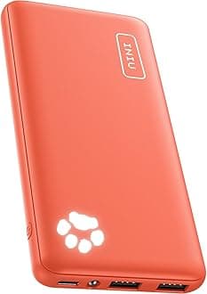 INIU Mobile Battery 10,000 mAh (Large Capacity, Lightweight, Compact, Can Charge 3 Devices Simultaneously), USB-C Input and Output Port, PSE Certified, LED Light, Low Current Mode, Portable Charger, Thin, Convenient for General Outdoor Use/Disasters/Emergencies, Mobile Battery, Compatible with iPhone 14, 13 Pro Max, 12, 11 X, XS, iPad, AirPods Pro, Samsung, Xiaomi Oppo, Sony, Xperia and More