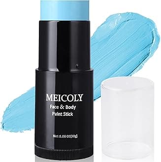 MEICOLY Light Blue Face Body Paint Stick(1.06 Oz),Baby Blue Face Paint Sadness,Sweatproof Waterproof Pale Blue Body Paint for Corpse Bride Halloween SFX Avatar Sally Makeup,Eye Black Stick
