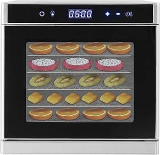 Food Dehydrator Machine, 6 Stainless Steel Trays, 700W Commercial Large 6 Trays Food Dehydrator Dryer for Jerky, Dog Treats, Herb, Meat, Beef, Fruit, Digital Timer and Temperature Control