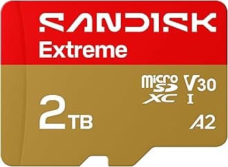 SanDisk Extreme microSDXC Card + SD adapter 2TB (For Smartphones, Action Cams, Drones, Speeds up to 240 MB/s, 4K UHD) A2, RescuePRO Deluxe, UHS-I, U3, V30