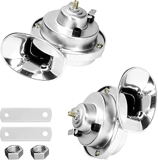 Super Loud Train Horns, Car Waterproof Durable Air Electric Snail Horn, 12V Raging Sound Air Horns Replacement Kit, Automotive Accessories Universal for Car, Motorcycle, Truck, Bike, Boat (Silver)