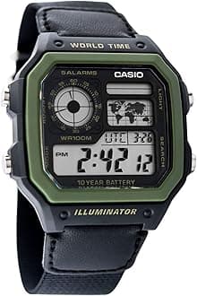 Casio Men's AE1200WHB-1BV 10 Year Battery Watch, Black, Quartz Watch,Chronograph,Digital
