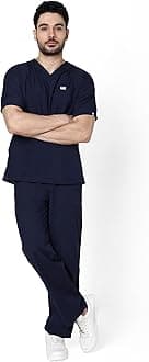 Active Men's 5-Pocket New Gen Scrubsuit V Neck Flexibile & Comfortable Top & Bottom Easily Accessible Pockets Uniform for Doctors