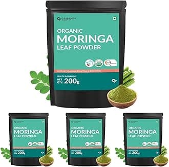 Carbamide Forte 100% Organic Moringa Powder - Moringa Oleifera - USDA Certified Organic Moringa for Immunity, Digestion & Energy - 200g Veg Powder (Pack of 4)