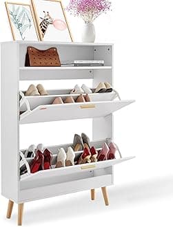 VEVOR Shoe Storage Cabinet for Entryway, 31.5" D x 9.4" W x 47.3" H, White