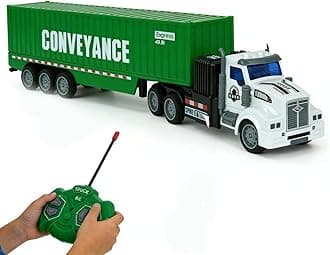 Remote Control Semi Truck with Trailer, 14" 1:48 Trailer Truck Toy, Equipped with 2 Rechargeable Batteries, Gifts Ideas for Boys Age 3-8 Year Old