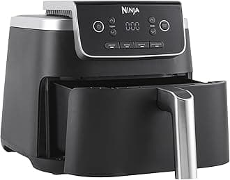 Ninja Air Fryer PRO 4.7L, Single Drawer, 4-in-1, Air Fry, Roast, Reheat, Dehydrate, Cooks 1-2 Portions, Digital, Cook From Frozen, Non-Stick Drawer & Crisper Basket, 1750W , Black AF140UK