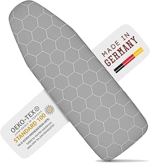 – Ironing Board Covers 122 X 38 cm - Made in Germany Iron Board Cover For Steam Iron - Easy Fit in Multiple Sizes with Elastic Drawstring, Aluminum Coating, Vapour Permeable and Heat Reflective (M)