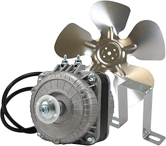 Appli Parts APFM-102E 10W refrigeration condenser and evaporator motor 220V 60Hz 0.35A 1300rpm includes base and 9in aluminum Fan Blade CCW shaft end Universal fit