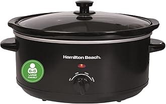 6.5L Family Favourite Slow Cooker, 240W Energy-Efficient Design, Removable Oven-Safe Ceramic Bowl, 3 Heat Settings, Serves 6-8 People, Easy Clean, Black - HBSC070B