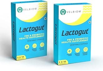 Lactogut Probiotics Supplement For Digestive Health,Gut Health&Immunity Multi Strain&Site-Pre-Probiotic Formula Helps In Ibs,Severe&Acute Digestive Conditions-60 Capsules,Pack Of 2,170 grams