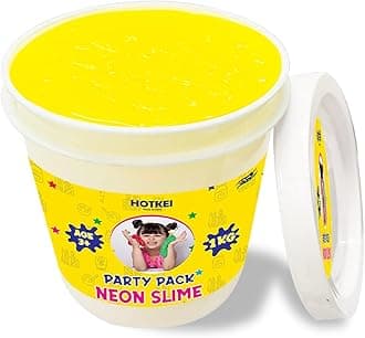 HOTKEI (1 Kg Neon Slime) Yellow Fruit Scented Big Slimy Slime Gel Jelly Putty Toy Slime Bucket kit Set Toys for Girls Boys Kids Neon Slime