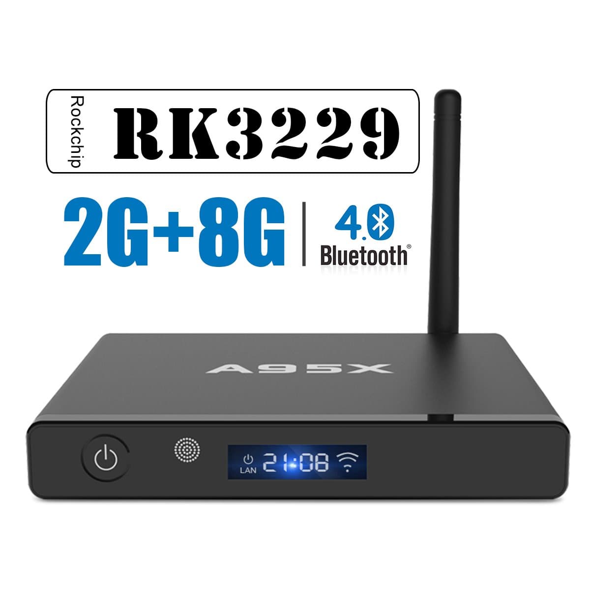 A95X King Android TV Box RK3229 Quad Core Cortex A7 1.5GHz 2GB 8GB Mini PC 4K Set Top Box supports both H.265 and VP9 decoding Wifi Bluetooth