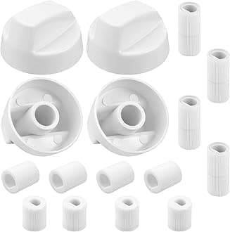 AMI PARTS Universal White Control Knobs with 12 Adapters 4-Pack Universal Knobs for Oven/Stove/Range