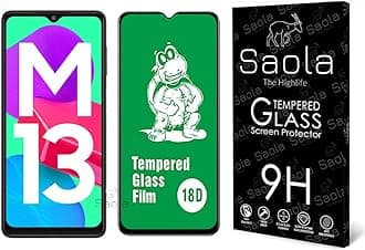 Saola 18D Tempered Glass With Inbuilt AirBag Borders For Samsung Galaxy M13 (PACK OF 1) with Free Installation Kit. Full screen Coverage - 6.6 inch