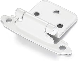 10 Pack (5 Pair) White Self Closing Cabinet Hinges for Kitchen Cabinet Door, 1/2" Overlay (Variable) Semi Concealed Kitchen Cabinet Hinges