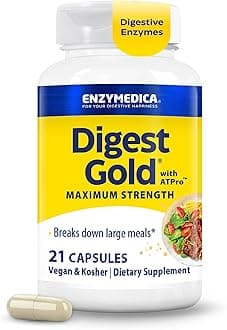 Enzymedica Digest Gold - Digestive Enzyme Supplement for Women & Men, Enzyme Capsules for Digestion, Gut Health Support, Helps Gas & Bloating, ATPro Energy Support, Maximum Strength, Vegan - 21 Caps