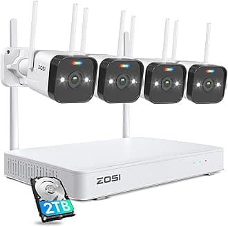 2.5K WiFi Security Camera Wireless Outdoor System,2TB HDD,8 Channel NVR for 24/7 Recording,4 x 4MP Cameras for Home with Color Night Vision,Person Vehicle Detection,2-Way Talk,Siren Alarm,Plug-in