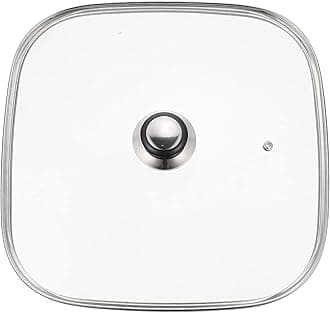 Square Glass Pot Lid Replacement with Handle Stainless Steel Anti Oil Splashing Cooking Lid Cover Thicken Cooking Lid Cover for Saute Pan Pots Pans Skillets B