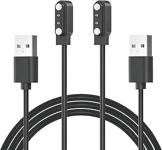 Compatible with IOWODO W60 Fitness Tracker Charger, [2-Pack] Magnetic Charging Cable Smartwatch Rapid Charger for IOWODO Smart Watch（Black&Black）