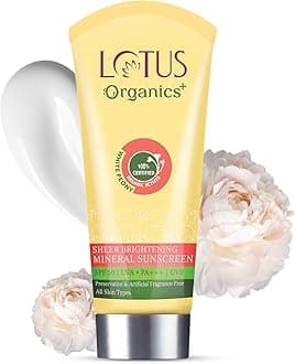 LOTUS Organics+ Sheer Brightening Mineral Sunscreen SPF-50 PA+++ 100gm