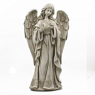 Large Praying Angel Outdoor Sculptures,Angel Standing in Prayer Outdoor Garden Statue,Antique Stone Effect Figurines for Yard Patio Deck-A 50x27.5x19cm(20x11x7inch)