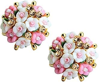 Resin Stud Earrings Earrings for Women (White-Pink)(YBEAR_31457)