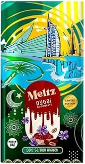 Meltz Pistachio Dubai Chocolate Date Saffron Bar 192g - Filled With Premium Cream Kataifi - Luxury Rich Milk Chocolate, Individually Wrapped - Perfect Dubai Sweets Treat Box Dairy Gift (pack of 1