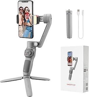 ZHIYUNSmooth Q3, 3-Axis Gimbal Stabilizer for Smartphone Foldable Phone Gimbal with Light Auto Inception Dolly-Zoom Time-Lapse Handheld Stabilizer