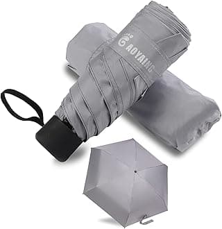 GAOYAING Travel Umbrella Mini Umbrellas for Rain Sun&Rain Lightweight Small UV Sun Umbrella Compact Suit for Pocket with Case Gray