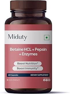 by Palak Notes Betaine HCL + Pepsin - Betaine Hydrochloride - Gentian Root Extract - Bromelain - Lipase - Protease - Gluten Free - Non-GMO - 60 Capsules