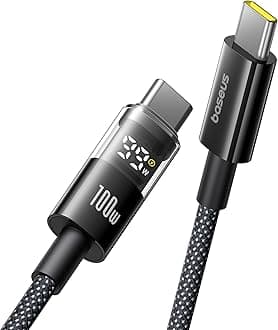 USB C Cable, 100W 5A Fast Charging USB C Charger Cable with LED Display, Zinc Alloy Nylon Braided USB C to USB C Cable for iPhone 16/Pro/Plus/Pro Max, MacBook, iPad Pro, Galaxy S24/S23 (3.3ft)