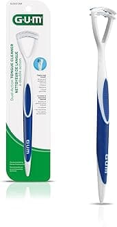 GUM - 760RB Dual Action Tongue Cleaner Brush and Scraper (Colors May Vary)
