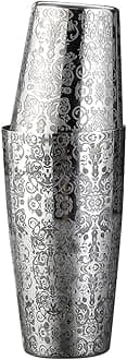 Stainless Steel Boston Shaker Tin with Etched Pattern - 2 Piece Unweighted Cocktail Shaker 18oz & 28oz, Martini Shaker Drink Mixer Professional Bartender Kits (royal pattern)