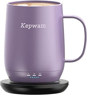 Kepwam Self Heating Coffee Mug 2, 16oz Smart Heated Coffee Mug, 150 Min Battery Life - Hot up to 149℉ Temperature Control Coffee Mug Warmer, Gifts for Women and Men (No APP)