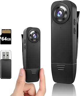 Mini Body Cameras With Audio And Video Recording, POV Camera with 64G Card Body Worn Cam ,Wearable Patrol Video Recording Camcorder With Night Version ,Camcorder for Security Work Records Traveling