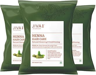 Jiva Ayurveda Natural Henna Powder - 200g (Pack of 3) | 100% Pure Lawsonia Inermis for Hair Coloring & Conditioning | Chemical-Free Hair Dye for Shine & Texture | Plant-Based & Vegan Hair Care