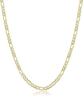 Gold Necklace For Women 3.2mm Wide Figora Chain 14K Gold Necklace Beauty In Simplicity Jewelry For Women Neutral Design Necklaces For Mens Necklaces Chain 16-30in