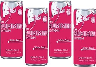 Energy Drink Summer Edition White Peach Flavour Drink Cans 250ml (4 x Cans)