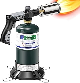 Sondiko Powerful Grill & Cooking Propane Torch L8010 with Gas Cylinder Stand Base, Sous Vide, Campfire Starter, Adjustable Wood Torch Burner for Searing Steak, BBQ, Welding (Propane Tank Not Included)