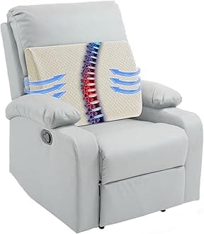 HOMBYS Lumbar Support Pillow for Recliner Chair, Memory Foam Back Support Cushion for Elderly,Extra Large Lumbar Support Pillow,Thick Backrest for Home Reading (Khaki, 20“x13.5"x5")