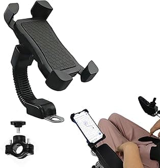 Wheelchair Navigation Holder for Cell Phone, 360°Adjustable Mobile Phone Bracket for Electric Wheelchairs Mobility Scooter Navigation, Fits for IP 17 13 14 15 16 Pro Max Galaxy
