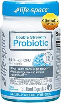 Life-Space Double Strength Broad Spectrum Probiotic, 64 Billion CFU & 15 Diverse Strains, Redouble Formulated for Digestive Health & Immune Health, Probiotics for Women & Men - 30 Veg Capsules