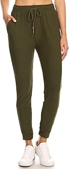 LA12ST Women's Soft Jogger Pants Drawstring Pockets Lightweight Sweatpants, Olive, X-Large