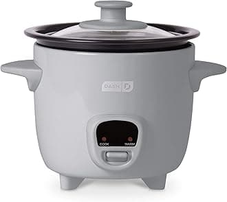 Dash DRCM200RMGY04 Mini Rice Cooker Steamer with Removable Nonstick Pot, Keep Warm Function & Recipe Guide, Light Grey