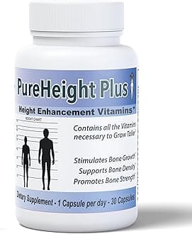 PureHeight Plus #1 Doctor Recommended Height Enhancement Supplement - Growth Vitamins for Kids, Teens & Adults - Increase Bone Strength and Density - Height Enhancer Vitamins Grow Taller Fast
