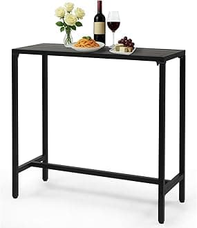 Outdoor Bar Table,40" Outdoor Bar Table with Adjustment Knob, Rectangle Narrow Counter Height Table, Ideal Bar Height Table for Balcony Patio Garden Yard Poolside, Black
